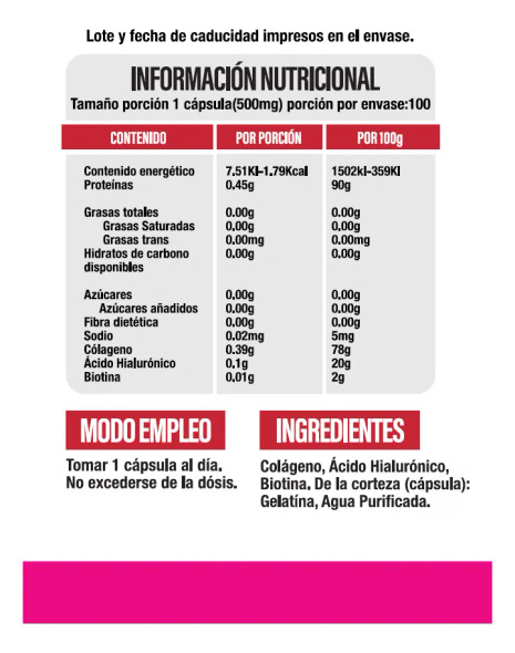 Superlabs Biotina Acido Hialuronico Colageno 100 Capsulas