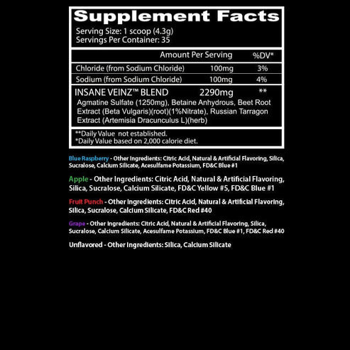 Insane Labz Insane Veinz Gold 30 Porciones Asylum Juice