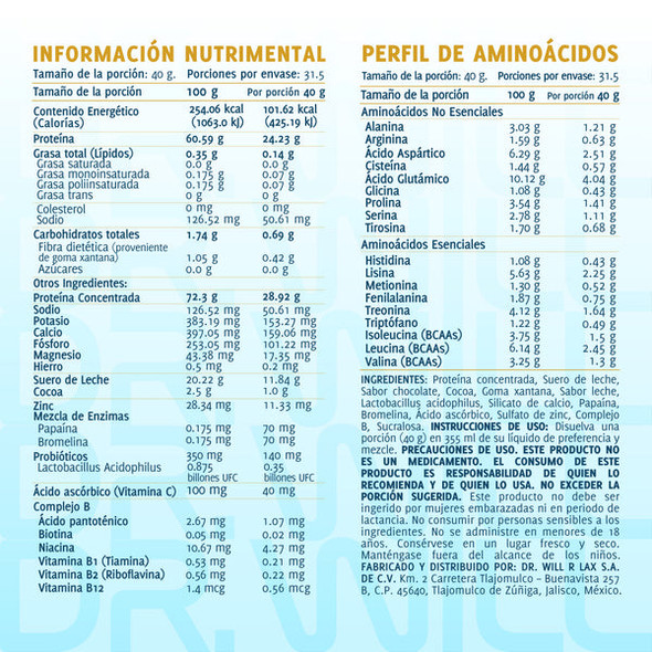 Dr Will Proteina Whey 1 26 kg Chocolate