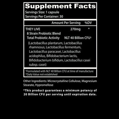 Insane Labz They Live Probiotic 40 Billon Living Organisms 30 Cápsulas