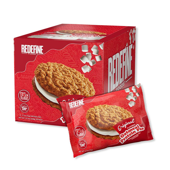 Redefine Oatmeal Protein Pie 8 Unidades Box Peanut Butter Jelly Strawberry