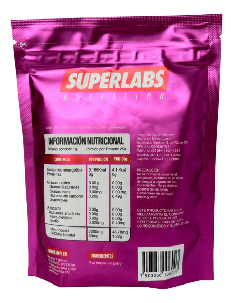 Superlabs Myo Vector Dchiro Inositol 250 g Sabor Natural