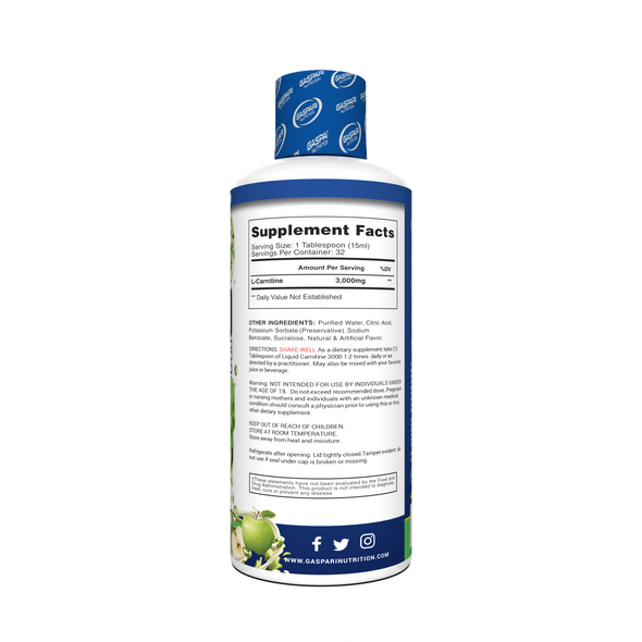 Gaspari Nutrition L Carnitine Liquid 3000 16 Onzas Green Apple