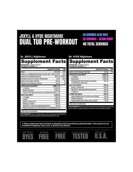 Prosupps Dr Jekyll Mr Hyde Nightmare Pre - Entreno 20 Porciones Blue Raz Bloody Berry