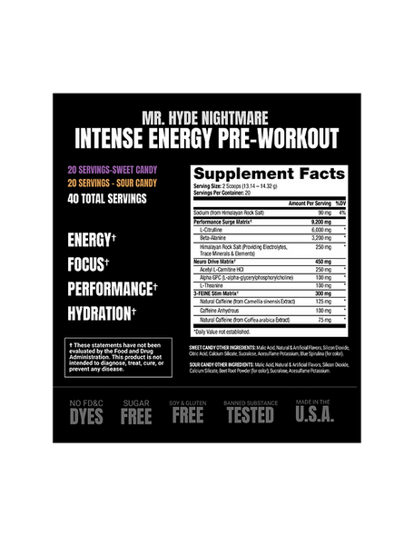 Prosupps Mr Hyde Nightmare 40 Porciones Dual Flavor Sweet Sour Candy