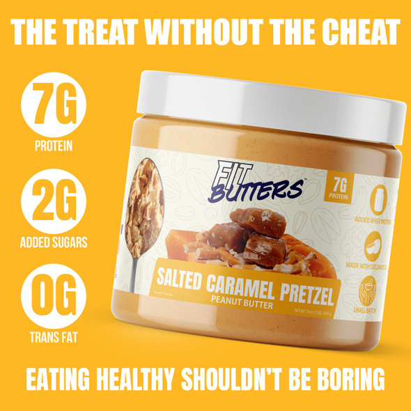 Fit Butters Salted Caramel Pretzel Peanut Butter 454 Grs