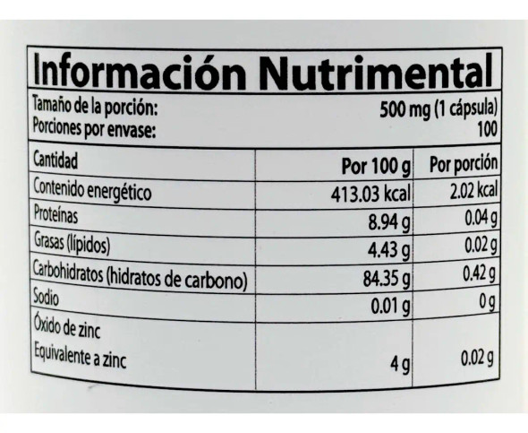 Natural Zyn C 500Mg 100 Cápsulas Linea Blanca