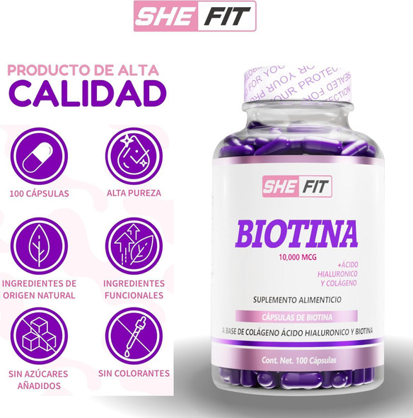 Bhp She Fit Biotina 10000 Mcg 100 Cápsulas Citrato de Magnesio 20 Cápsulas