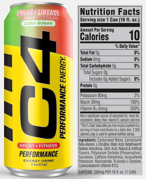 Cellucor C4 Energy Carbonatada 16Oz 12Pk Cherry Limeade