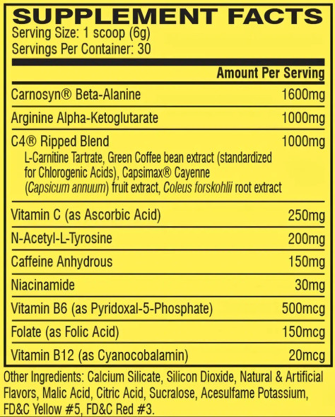 Cellucor C4 Ripped 30 Porciones Blue Razz