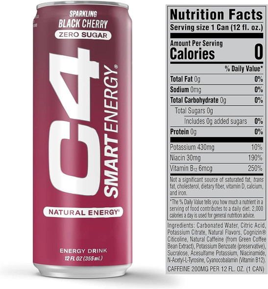 Cellucor C4 Smart Energy Carbonatada 12Oz 12Pk Black Cherry