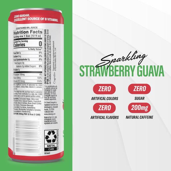Cellucor C4 Smart Energy Carbonatada 12Oz 12Pk Strawberry Guava