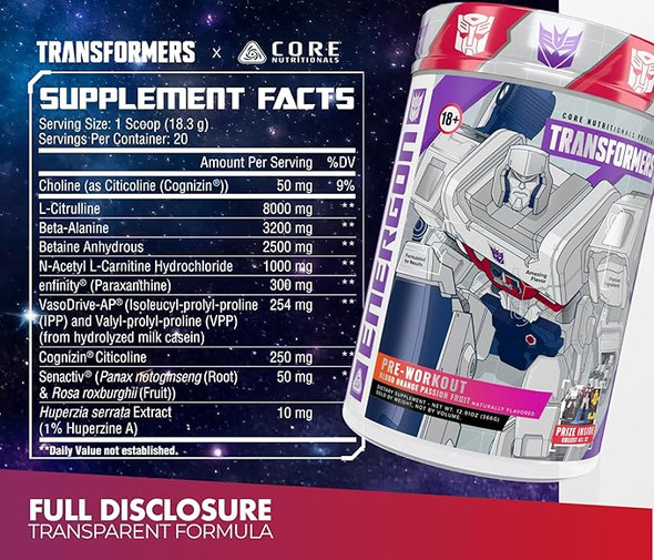 Core Nutritionals Energon Pre - Entreno 20 Porciones Bumblebee Sour Lemon Candy