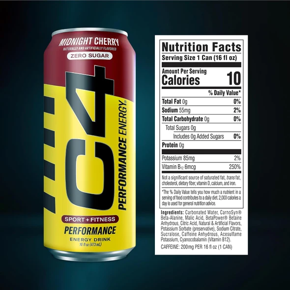 Cellucor C4 Energy Carbonatada 16Oz 12Pk Midnight Cherry