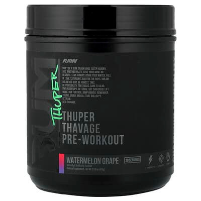 Raw Thuper Thavage Pre - Entreno 20 Porciones Red White And Bum