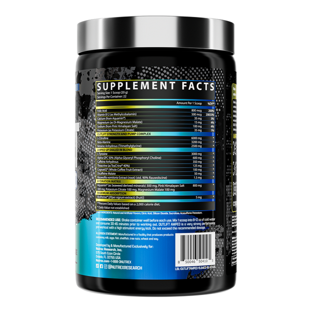 Nutrex Research Outlift Amped 22 Porciones Blueberry Lemonade 1 Paq de