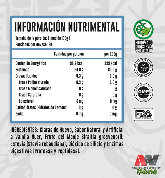 Advance Claras Naturals sin Sabor 900 Grs