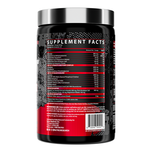 Nutrex Research Outlift Amped 22 Porciones Sucker Punch 1 Paq