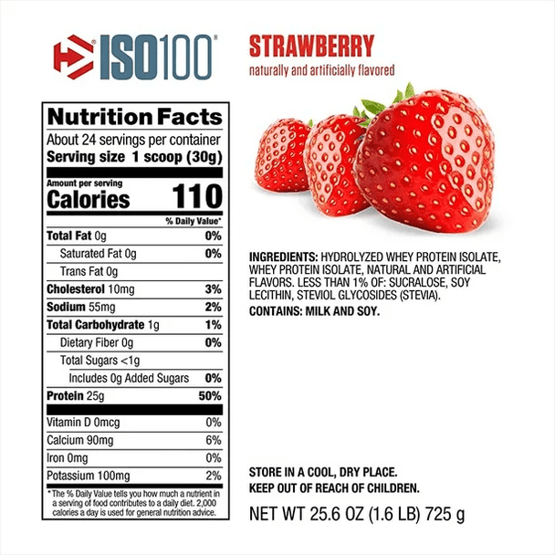 Dymatize Iso 100 1 3 Libras 20 Porciones Strawberry