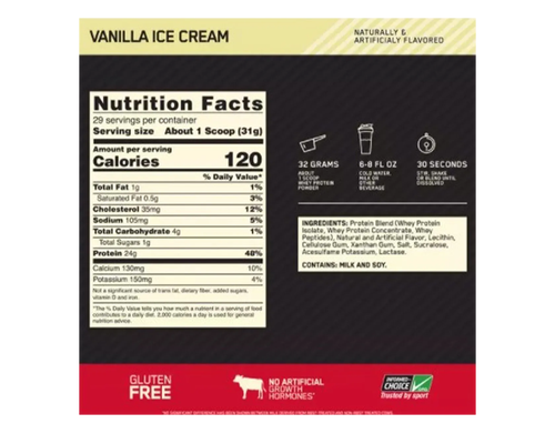 Optimum Nutrition 100 Whey Gold Std 5 Libras Vainilla Ice Cream