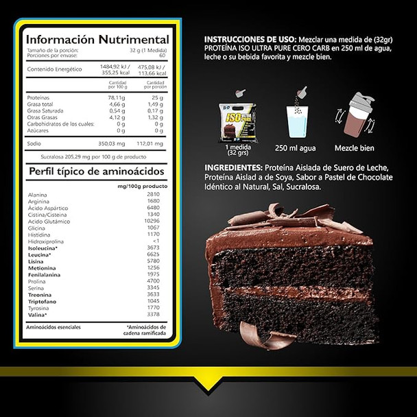 Bhp Iso Ultra Pure 0 Carb 4 23 Libras Pastel de Chocolate
