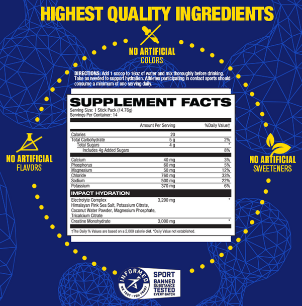 Mhp Impact Hydration 14 Sticks Lemon Lime