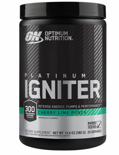 Optimum Nutrition Platinum Igniter Pre - Entreno 20 Porciones Cherry Lime Punch