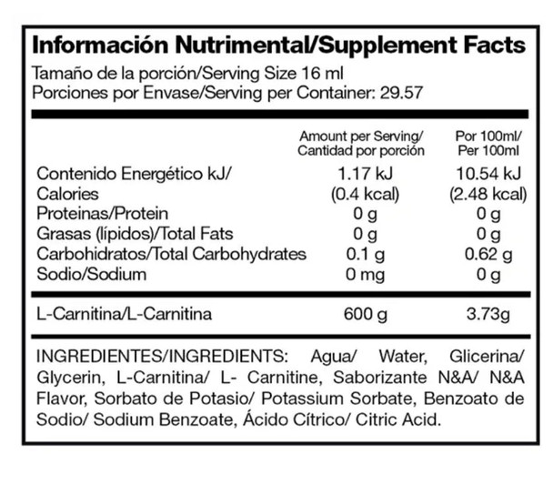 Alpha L Carnitina Liquida 16 Onzas Frutos Rojos