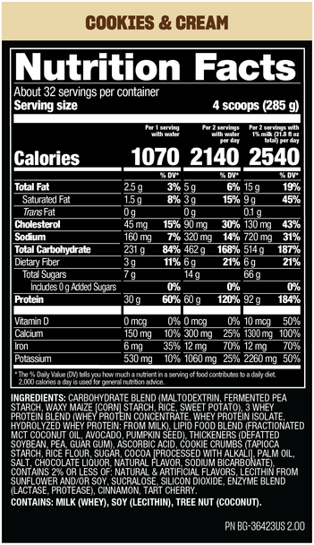 Mutant Mass Xxxtreme 2500 6 Libras Cookies Cream