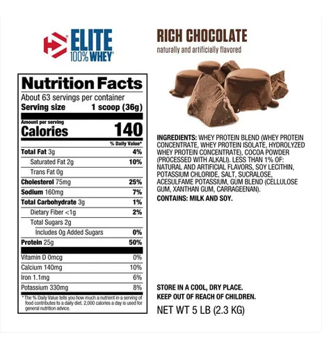 Dymatize Elite Whey Proteina 5 Libras Rich Chocolate