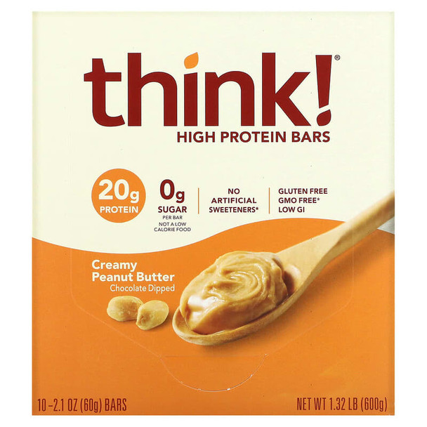 Think High Protein 10 Bars Creamy Peanut Butter