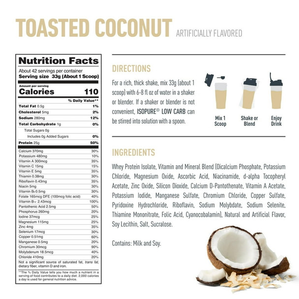 Nb Isopure Low Carb 3 lb Toasted Coconut
