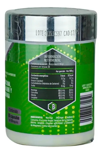 Red Gold Curcuma Jengibre y Moringa 60 Cápsulas