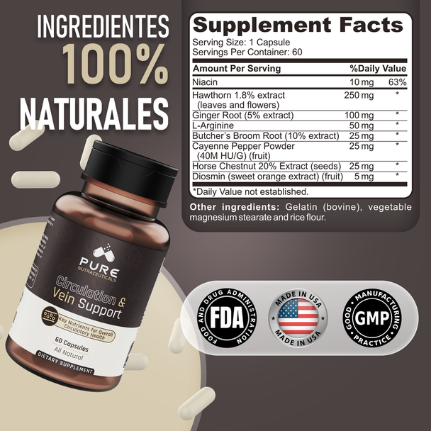 Pure Circulation Vein Support 60 Cápsulas