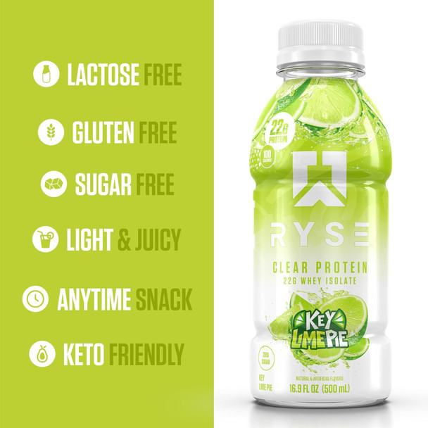 Ryse Clear Whey Aislado Lista para Beber 12 Paquete Key Lime Pie