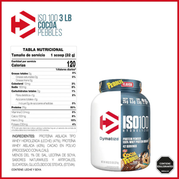 Dymatize Iso 100 3 Libras Cocoa Pebbles