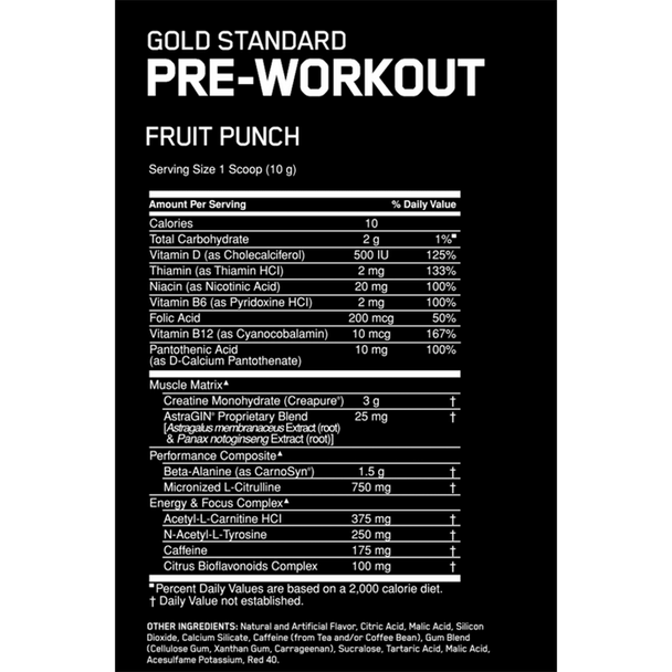 Optimum Nutrition Pre - Entreno 30 Porciones Fruit Punch