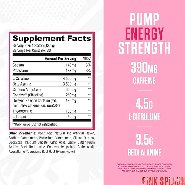 Ryse Loaded Pre - Entreno 30 Porciones Pink Splash