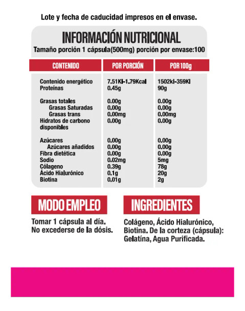 Superlabs Biotina Acido Hialuronico Colageno 100 Capsulas