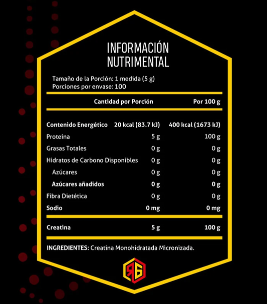 Red Gold Creatina Monohidratada 500Grs 100 Porciones