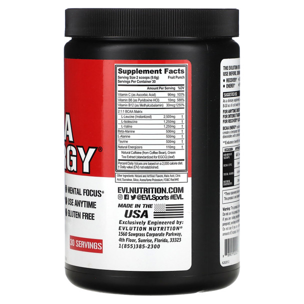 Evlution Nutrition BCAA Energy 30 Porciones Fruit Punch