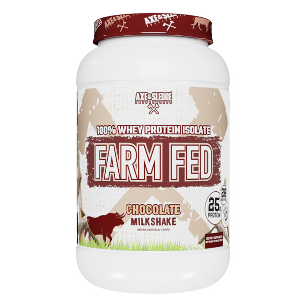 Axe y Sledgewhey Farm Fed Aislado 28 Porciones Chocolate Milkshake Paq Muestra 5