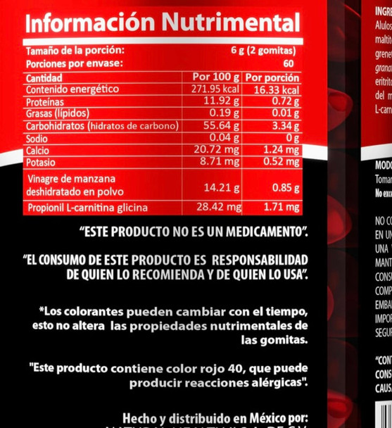 Natural Vinagre de Manzana 120 Gomitas