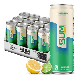 Raw Bum Energy Drink 12 Onzas 12 Paquete Citrus Burst