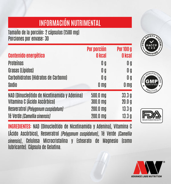 Advance Nad Resveratrol y T Verde 60 Cápsulas