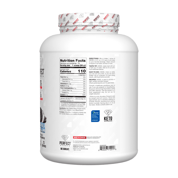 Perfect Sports Diesel 100 New Zealand Whey Aislado 5Lb Cookies N Cream