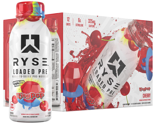 Ryse Loaded Pre-Entreno Lista para Beber 12 Paquete Ring Pop Cherry