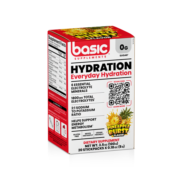 Basic Hydration 20 Sticks Packs X 5G Pineapple Burst