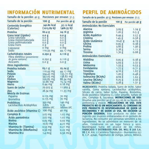 Dr Will Proteina Isolatada 1 26 kg Vainilla