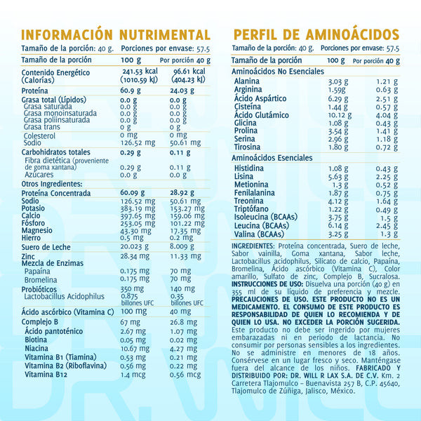 Dr Will Proteina Whey 2 3 kg Vainilla